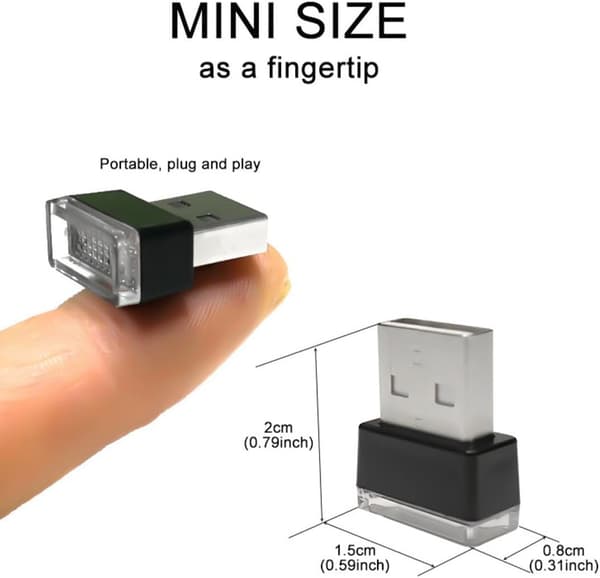 Pcs USB bilinteriørbelysning, LED bilatmosfærebelysning, 7 farger Mini USB LED-lys, bærbare datamaskiner, mobil strøm