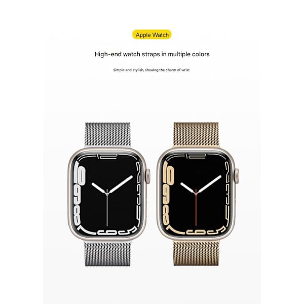 Passer til Apple Watch Mote Milanese Metall Magnetisk Stropp Apple Rustfritt Stål Stropp 38/40/41 S10 42MM Retro Gull
