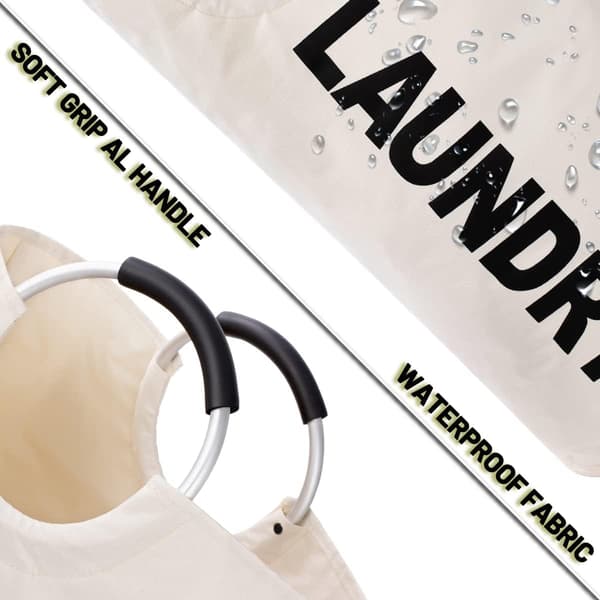 Laundry basket with padded handles, waterproof clothes hamper foldable, laundry basket for bathroom, laundry room, dorm room