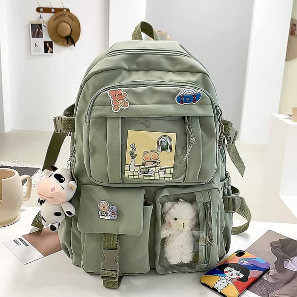 Backpack. Japanese Kawaii Backpack School Bag With Pendant. Small Backpack. School Supplies