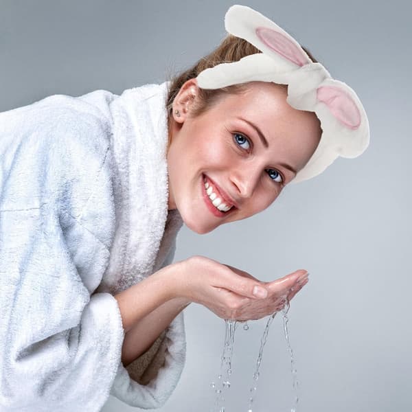 Kaninører Makeup Pandebånd 2 stk Hvid Pink Søde Ansigtsvask Hårbånd til Kvinder Hudpleje Spa Tilbehør