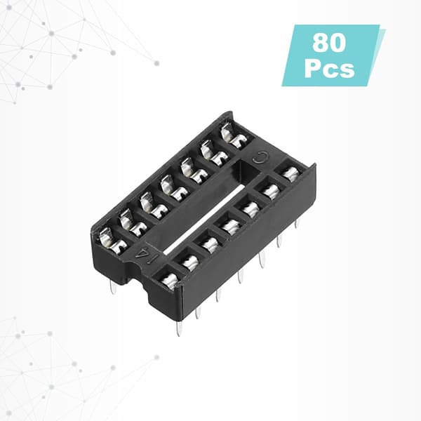 80 stk. DIP IC Chip Sokkel Adapter 14 ben Sortiment Sæt 2,54 mm/0,1\" Pitch til Breadboard Projekt, PCB Board Design Brown