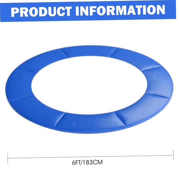Trampoline Safety Pad, 6ft Trampoline Spring Cover Shock Absorbing Outdoor Trampoline Pad Replacement, 6ft Round. blue blue