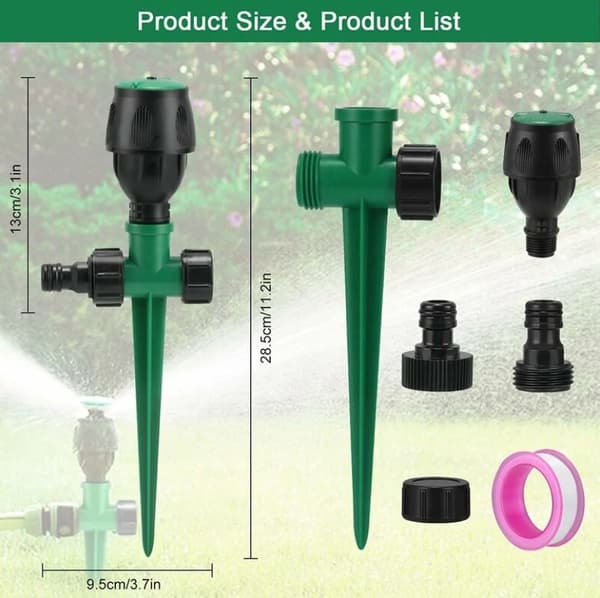 Havesprinkler, plænesprinkler 360° roterende sprinkler til