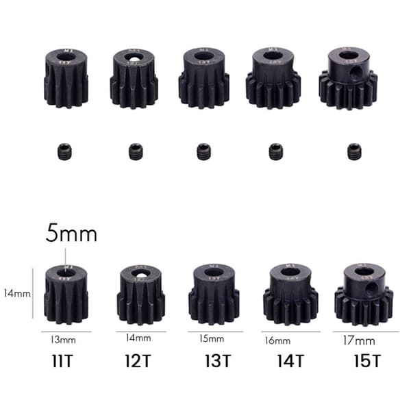 M1 5mm 11T Musta Teräs Metallinen Hammaspyörä Moottorivaihde 1/10 Rc Malliautoon