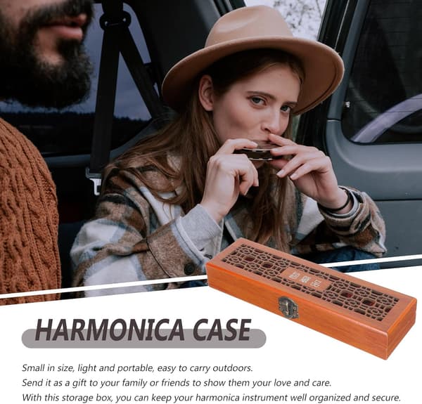 Harmonica Case Wood 24-Hole Lightweight Harmonica Storage Bag