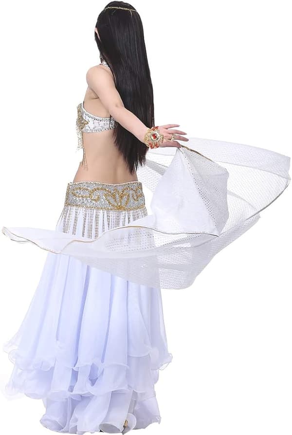 210cm*95cm Chiffon Glitrende Prik Håndklæde Scene Dansebeklædning Tørklæder Mavedans Sjaler Slør