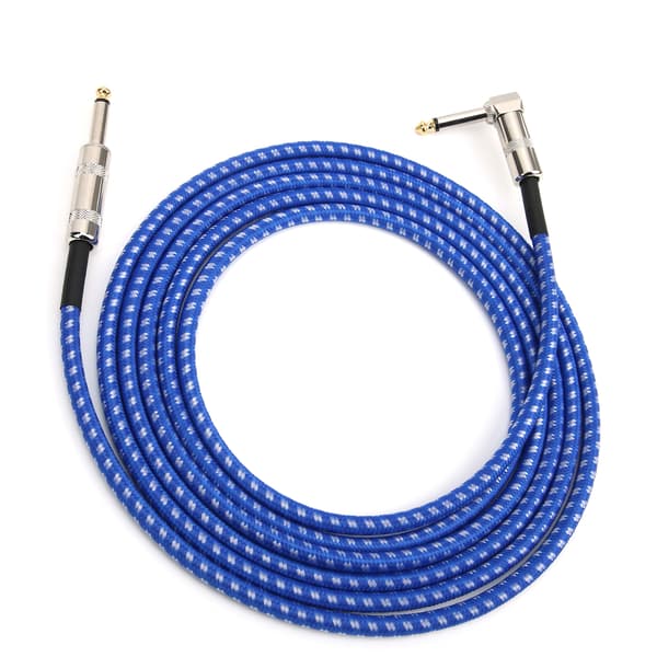 6.35mm Guitar Audio Cable Microphone Noise Reduction Connection Cable Musical Instrument 3 Meter Blue and White