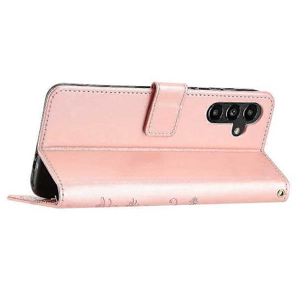 Futteral til Samsung Galaxy A55 5G med sommerfugllær, telefonfutteral med stativ og lommebok roségull Rose Gold Rose Gold