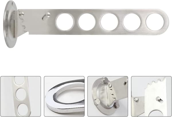 Arm Rod Space Saver Klädplagg Rostfritt Väggmonterat Klädsvängkrokar