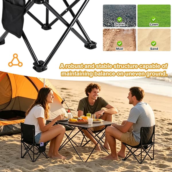 Compact Folding Portable Camping Chair, Folding Stool, Folding Seat with Storage Bag (Black, 33x33x52cm)