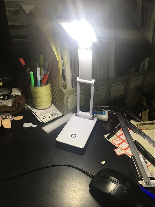 Super Bright LED Portable Desk Lamp Travel Lamp: Foldable, Touch Sensitive Control, 3 Adjustable Brightness Levels, Battery and USB Powered（f2）