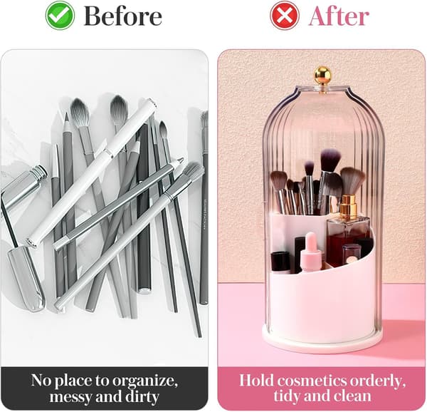 Makeup Brush Storage Box Makeup Organizer Cosmetic Storage Boxes White Pp Pet Lid Rotatable Base Use
