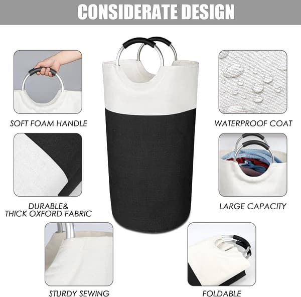 Large Waterproof Foldable Laundry Basket with Handles, Laundry Hampers for Laundry Room, Bedroom, Bathroom