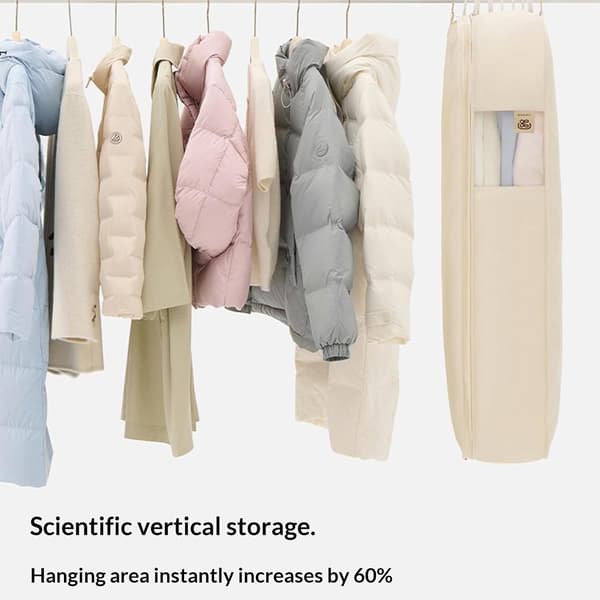 Clothing Storage Bag with Compression Hanging Design for Heavy Winter Jackets, Travel Organizer