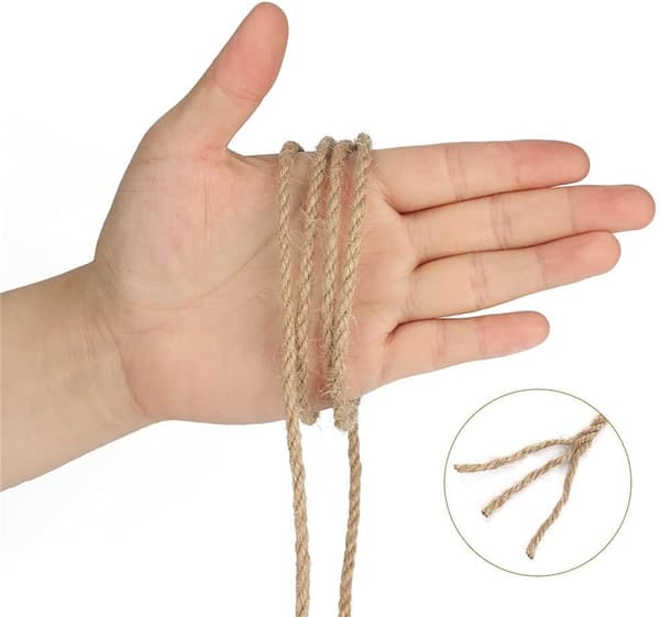 Jute Twine 4mm, 50 Meter Hemp Rope, Garden String for DIY, Gardening, Packaging
