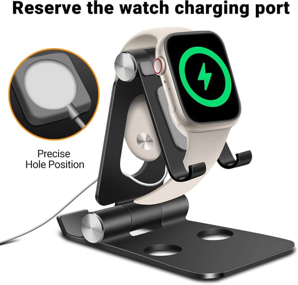 Justerbar foldbar mobiltelefonholder - til iPhone Xs Max, Xs, XR, X, 8, 7, 6 Plus, iPad Air 2 3 4, Mini 2 3 4 og 4-12,9\" - Sort