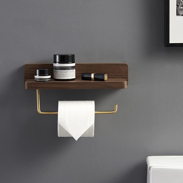 (10x30 CM) Dobbelt installation toiletpapirholder Massivt træ Bøg