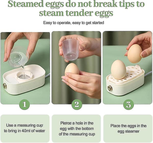 Egg Cooker for 2 Eggs, Compact Electric Egg Cooker, Best Egg Cooker Boils All Three Cooking Levels - Soft, Medium, Hard