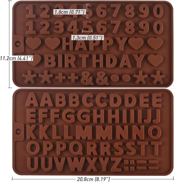 Bokstavs- och sifferchoklad silikonformar, 4-pack silikonformar för födelsedagstårtdekorationer symboler