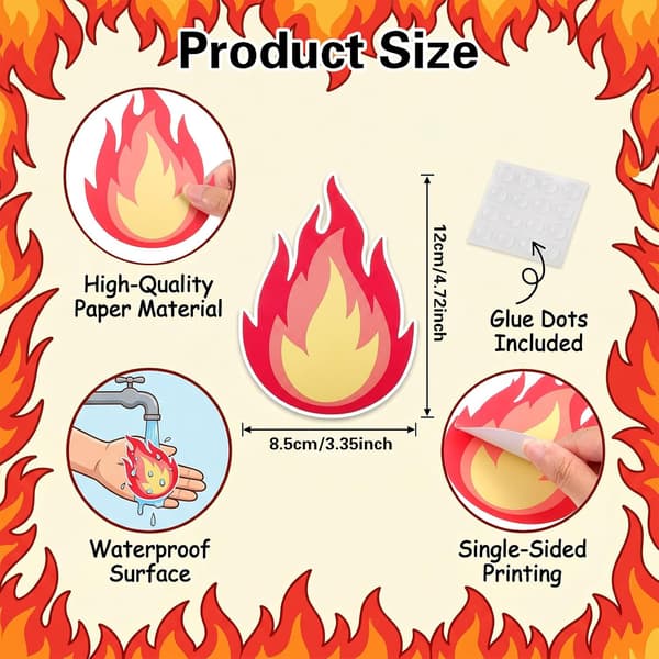 60 stk. flammeutklipp, 12x8,5 cm papirflammeutklipp