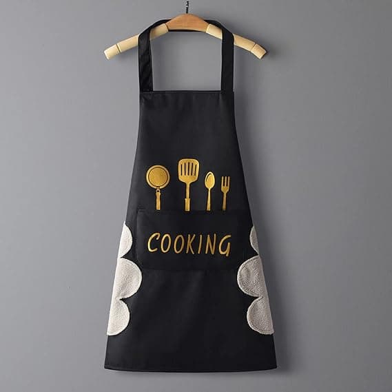 Women's Kitchen Apron with Pockets, Waterproof, Cooking, Baking, Black, 2-Pack