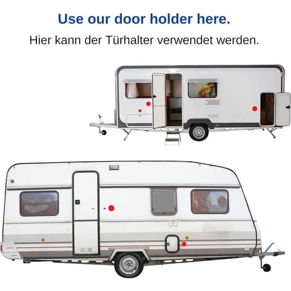 Dørlås for campingvogn og bobil - hvit - 2-pakning