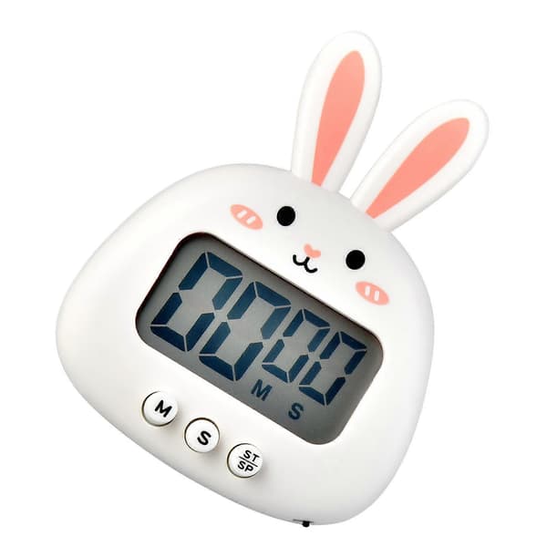 Digital Kitchen Timer Cute Rabbit Magnetic Easy Operation Accurate Clear Alarm for Cooking and Office