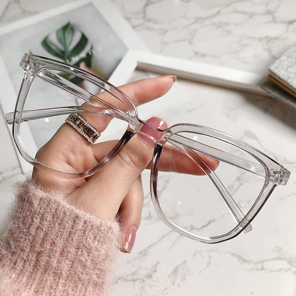 Unisex Lightweight Blue Light Blocking Glasses for Myopia, Suitable for Gaming, Reading, and Studying. Transparent Gray Frame
