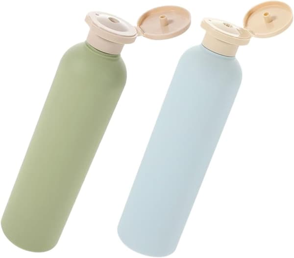 2-pack 260 ml reseflaskor med snäpplock, påfyllningsbara plastflaskor för schampo och balsam för kroppstvättlotion