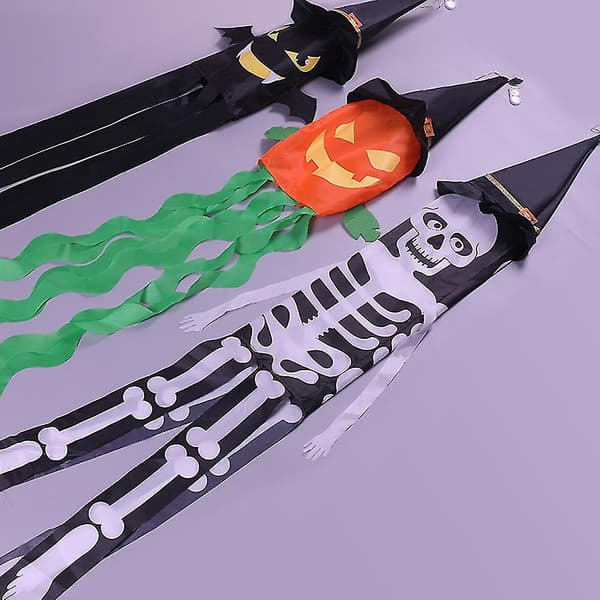 Halloween Dødningehoved Vindpose Dekoration, Halloween Dekorative Lys Dødningehoved Lanterner (farve - flagermus)