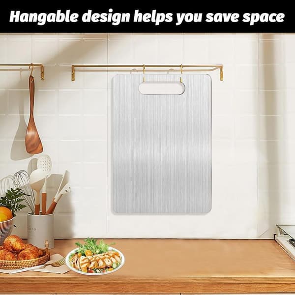 Titanium Cutting Board 39 x 28 cm - Double-Sided for Meat and Vegetables - Easy to Clean and Store - Antibacterial