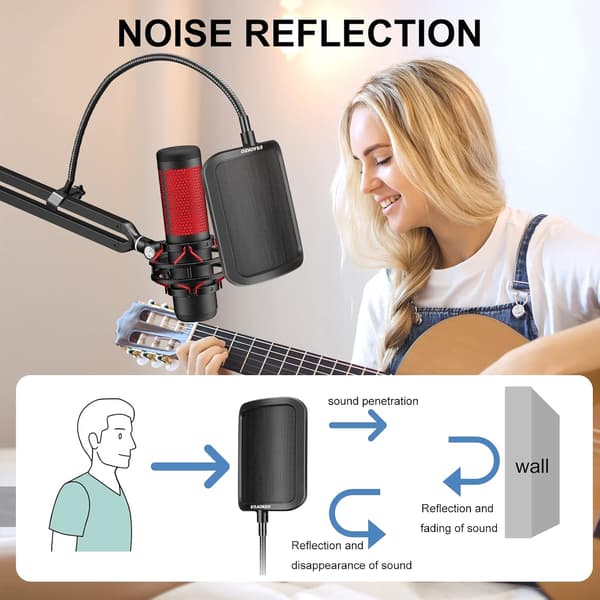 Professionell mikrofon metall popfilter mask fyrkantig
