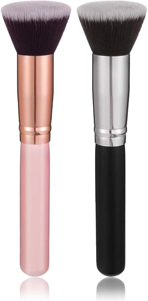 Sæt med 2 professionelle børster: Børster til foundation, concealer, blush og multifunktionel flydende foundation