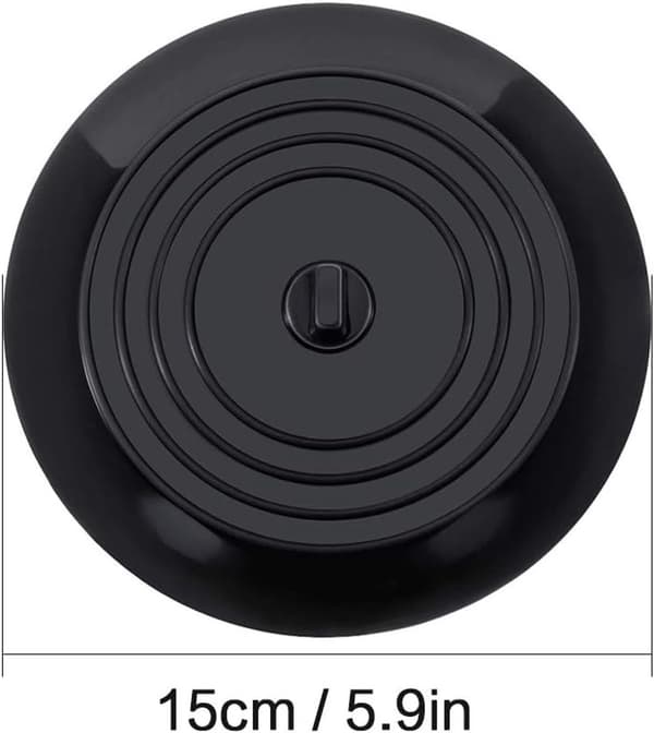 Silikon badekarpropp - 15cm - avløpspropp - vaskepropp - flat sugekopp (svart)
