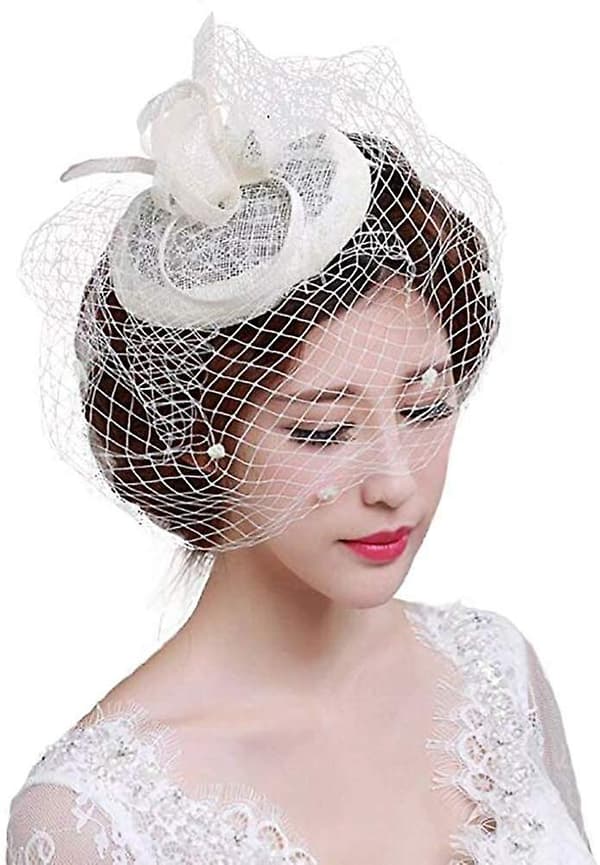 Dame fascinator hat med slør bryllupshat fest hat pilleæske hat bowler hat mini top hat