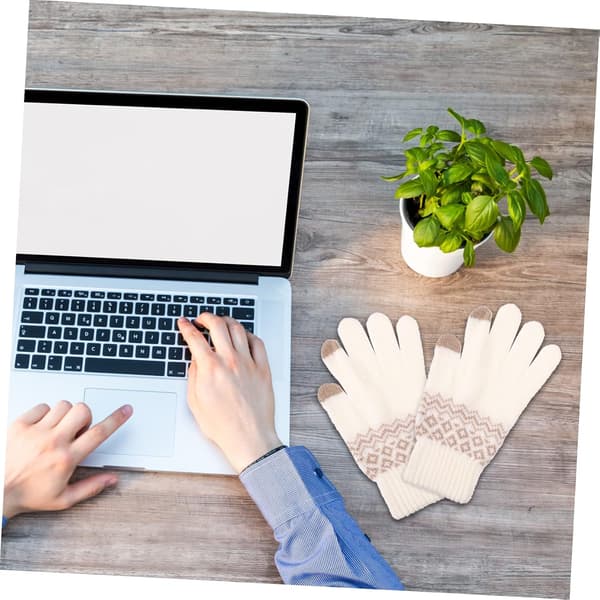 Dame vinterstribede handsker touchscreen varme strikkede handsker, touchscreen elastisk manchet sms varme handsker