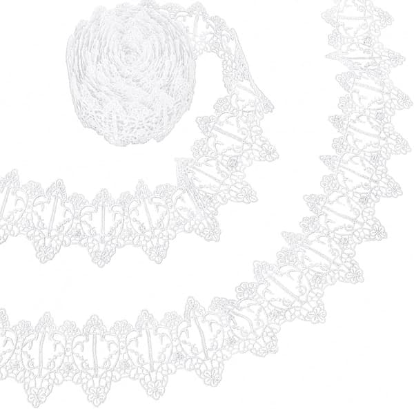 Blondekantbånd, 1,6 tommer x 5 yards blomsterbroderet bånd