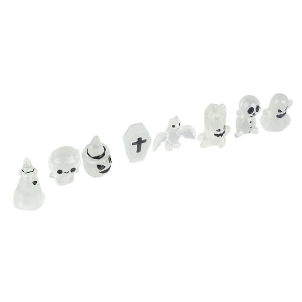8 stk Halloween-pynt Miniature Lysende Gravsten Græskar Kranie Spøgelse Haveudsmykning