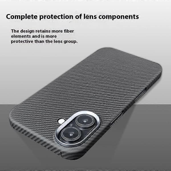 Kompatibel med iPhone 16 Plus Skal 600D Fin Textur Aramidfiber Telefonskal med Metall Linsram