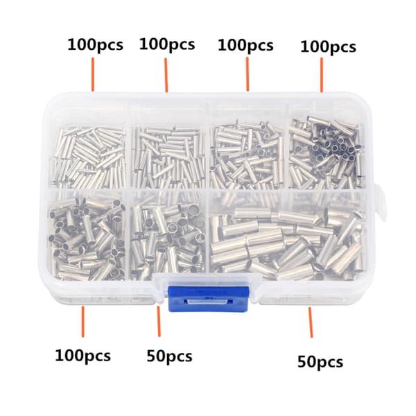 600-delt usisoleret samlemuffesæt - samlemuffer - usisolerede crimp-ledningsforbindelser - 24-8 AWG