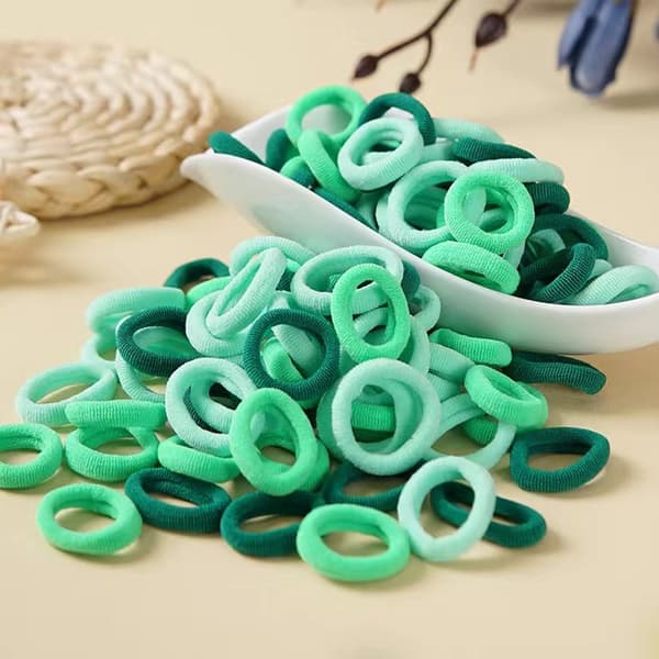 100 st Mini Mjuka Hårband Sömlösa Hårband Barn Hårringar Stickade Tyghårband (Gradient Grön)(f2) Grön Green