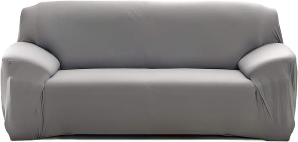 3-seters stretchsofaovertrekk med armlener, sofatrekk (grå, 3-seter)