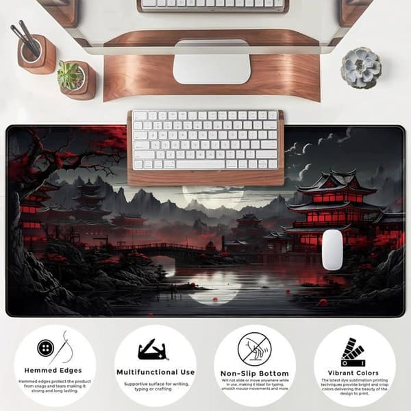 Stor XXL Gaming Musematte - 900 x 400 mm - Spillmusematte med sydde kanter - Skrivebordsunderlag