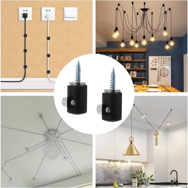 Chandelier Lighting Hook, 6 Hanging Lighting Hooks for Crystal Cable Ceiling Lamps (Black)