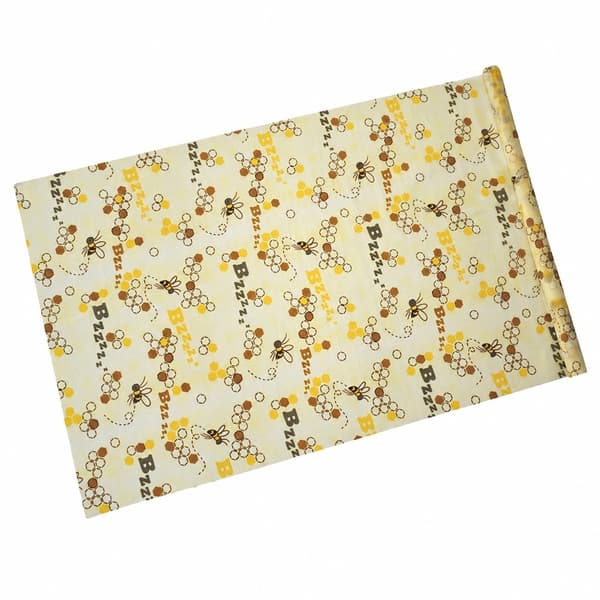 Beeswax Wrap on a Roll, Reusable, Black Bee Pattern, Eco-Friendly Kitchen Storage