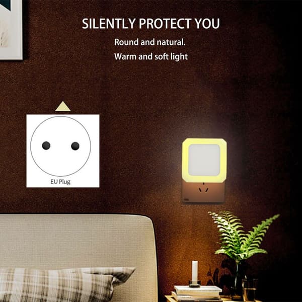 LED Night Light for Children, Night Light Socket with Dusk Sensor, Steplessly Adjustable Brightness, Bedroom, Warm White