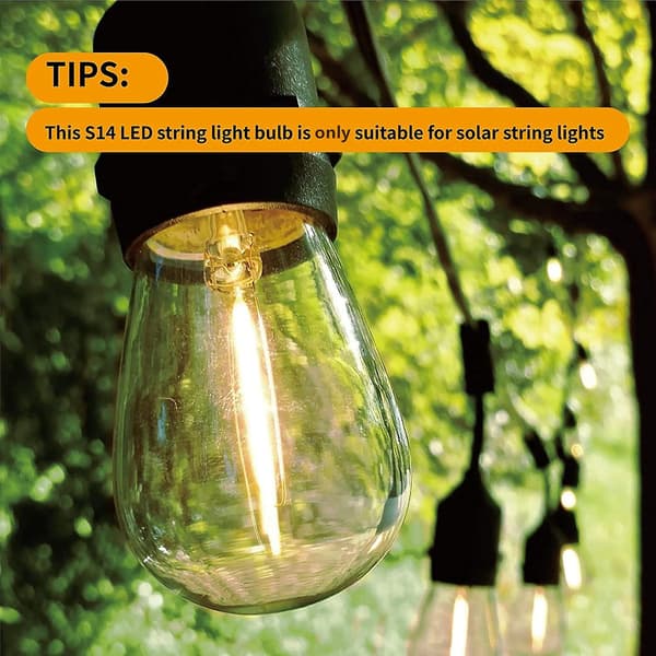 24-pack 3V S14 LED Replacement Bulbs, Shatterproof Outdoor Solar String Lights, Warm White