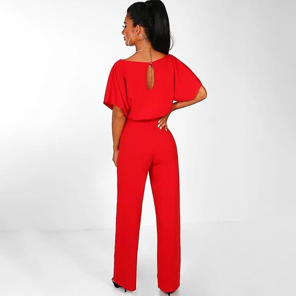 Dame Jumpsuit Casual Brede Ben Aftenfest Lang Playsuit Rød