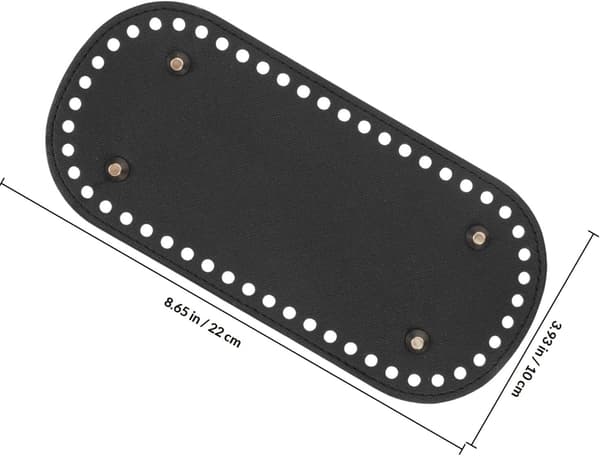 2 st svarta virkade bottenplattor för handväskor, 22x10 cm ovala DIY-väsktillbehör